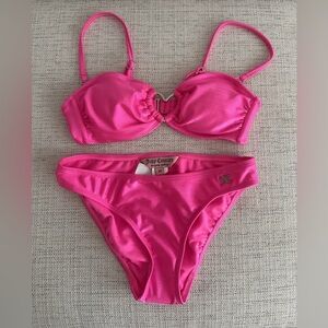 NWT Juicy couture heart ring pink bandeau bikini set - XL